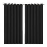2x Blockout Curtains Panels 3 Layers Eyelet Room Darkening 240x230cm Black