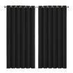 2x Blockout Curtains Panels 3 Layers Eyelet Room Darkening 240x230cm Black