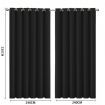 2x Blockout Curtains Panels 3 Layers Eyelet Room Darkening 240x230cm Black