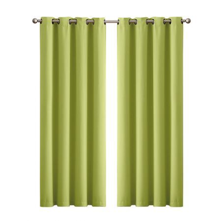 2x Blockout Curtains Panels 3 Layers Eyelet Room Darkening 240x230cm Green
