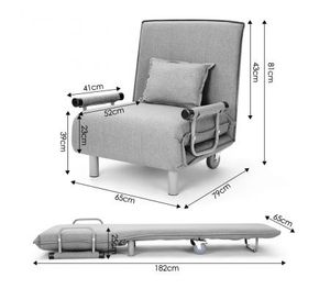 Portable Folding Rollaway Bed Chair With Mattress Single Grey