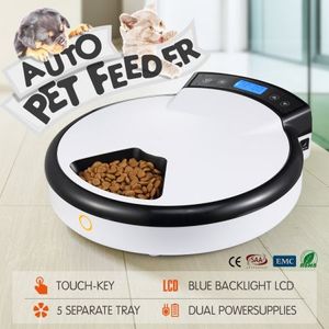 5 Meal Auto Pet Feeder Dog Cat Bowl Automatic Food Dispenser With