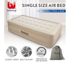 Bestway Single Air Bed 51cm Inflatable Up Mattress W Built In Bestway Single Air Bed 51cm Inflatable Up Mattress W Built In Pump Travel Bag
