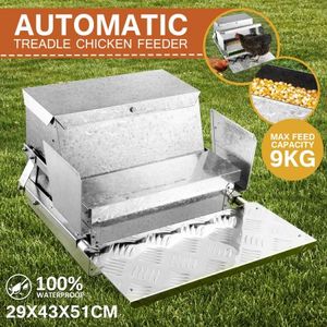 9kg Automatic Chicken Feeder Galvanized Poultry Chook Treadle Self