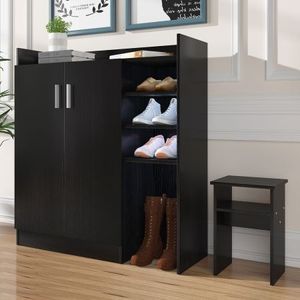 Modern Shoe Cabinet Rack Storage Cupboard With Seat Shelf