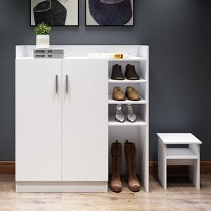 Modern Shoe Cabinet Rack Storage Cupboard With Seat Shelf