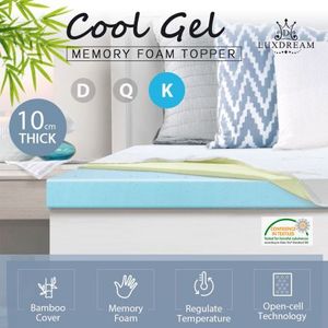 10cm King Size Cool Gel Memory Foam Mattress Topper Underlay Bamboo Cover