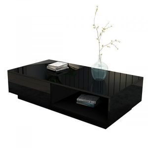 Modern Coffee Table Storage Drawer Shelf Cabinet High Gloss Wood