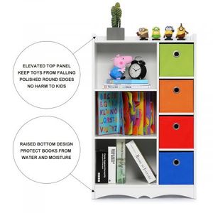 7 Cube Kids Wood Bookshelf Cabinet Bookcase Display Rack Stand Toy