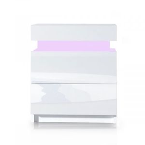 Modern Bedside Table 2 Drawers Side Nightstand Cabinet High Gloss