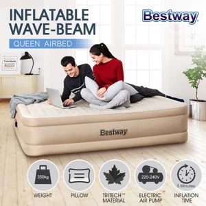 bestway queen size air bed inflatable mattress with built in pump