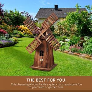 Wooden Garden Windmill Outdoor Decoration Decorative Backyard