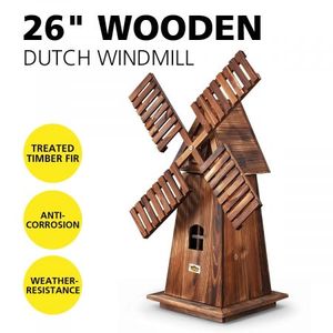 Wooden Garden Windmill Outdoor Decoration Decorative Backyard