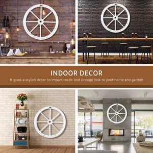 White Wooden Wagon Wheel Outdoor Decoration Garden Ornaments 24