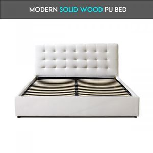 Queen Size Bed Frame Pu Leather Gas, Queen Bed Frames With Storage Nz