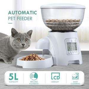 5l Automatic Pet Feeder Cat Dog Food Dispenser White