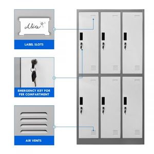 6 Doors Locker Cabinet Steel Storage Cupboard For Home Office