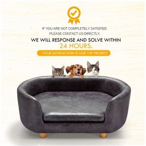 Petscene Large Dog Cat Bed Luxury Pvc Leather Pet Bed Sofa Soft Lounge Couch
