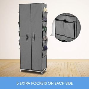 400 Pairs 10 Tier Metal Stackable Shoe Rack Cabinet Shoe Organizer Storage Wardrobe 165cm Grey