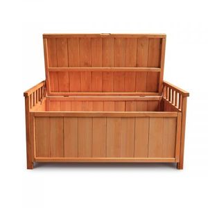 Waterproof Outdoor Storage Box Wooden Garden Deck Storage Bench Furniture