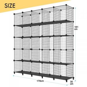 Metal Wire 25 Cube Storage Grid, Grid Wire Modular Shelving And Storage Cubes
