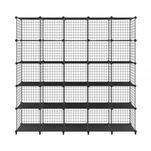 Metal Wire 25 Cube Storage Grid, 6 Cube Grid Wire Storage Shelves White