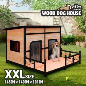 outdoor dog kennel with two doors