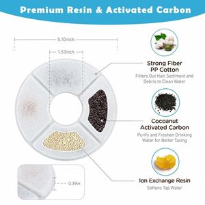 Activated Carbon and Resin Cat Flower Fountain Filter with for 54oz/1.6L Automatic Pet Fountain Cat Water Fountain Dog Water Dispenser Pet Water Fountain Filters Cat Fountain Filter 