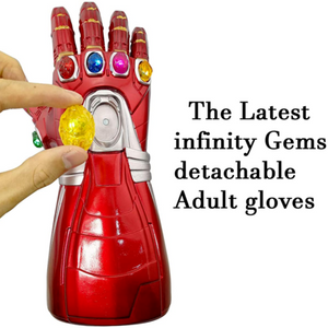 LED Light Up Infinity Gauntlet for Adults Iron Man Electronic Fist PVC Gloves with Batteries Red 