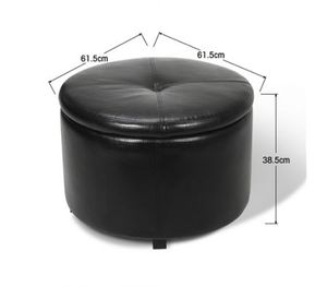 Round Faux Leather Storage Ottoman