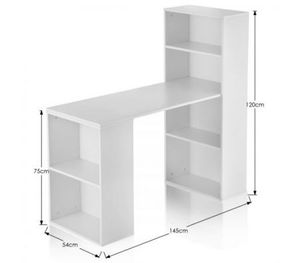 White Computer Desk Bookshelf