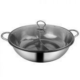 36cm Stainless Steel Twin Mandarin Duck Hot Pot Induction Cookware With Lid