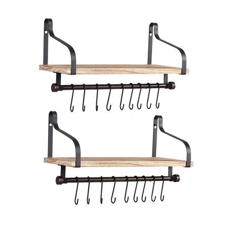 Levede Floating Shelf Brackets Wall Shelves Mount Display Rack Storage Hook 2pcs