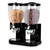 Double Cereal Dispenser Dry Food Storage Container Dispense Machine Black