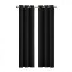 2x Blockout Curtains Panels 3 Layers Eyelet Room Darkening 132x213cm Black