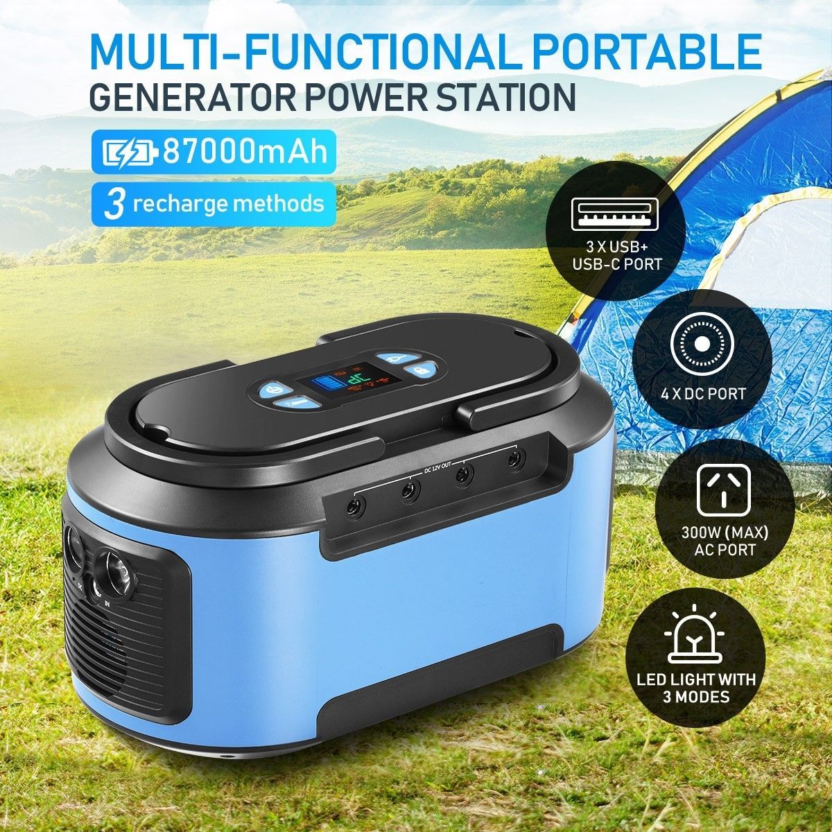 87000mAh Portable Generator Power Station Solar Battery Charger