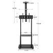 Mobile TV Stand Mount Bracket Trolley 32-75 Inch LED LCD Screen Monitor Television Cart with Media Storage Shelf Wheels Adjustable Freestanding