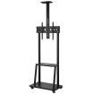 Mobile TV Stand Mount Bracket Trolley 32-75 Inch LED LCD Screen Monitor Television Cart with Media Storage Shelf Wheels Adjustable Freestanding