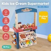 55 Piece Kids Pretend Role-Play Supermarket Playset Grocery Shop Ice Cream Toys