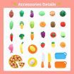 62 Pieces Kitchen Pretend Play Food Set for Kids Cutting Fruits Vegetables Pizza Toys Set