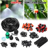 15M 166PCS Plant Watering Mist Cooling Irrigation System Hose Nozzles sprinklers Automatic KITS for Garden, Greenhouse, Patio, Lawn