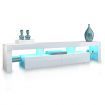 White TV Cabinet Television Stand Furniture Console Table 2 Drawers LED Light