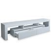 White TV Cabinet Television Stand Furniture Console Table 2 Drawers LED Light