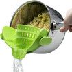 Kitchen Snap and Strain Strainer, Clip On Silicone Colander, Fits all Pots and Bowls Lime Green