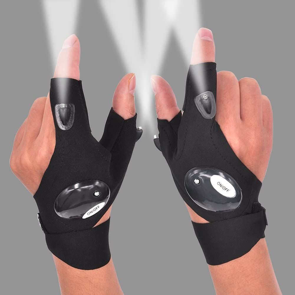 LED Flashlight Glove Outdoor Fishing Gloves for Repairing Cars Night Running Fishing Camping Hiking in Dark Place (1 Pair)