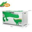 Kidbot Kids Toy Box Wooden Storage Chest 80x40x44.5cm Crocodile Pattern Green