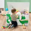 Kidbot Kids Toy Box Wooden Storage Chest 80x40x44.5cm Crocodile Pattern Green
