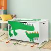 Kidbot Kids Toy Box Wooden Storage Chest 80x40x44.5cm Crocodile Pattern Green