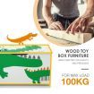Kidbot Kids Toy Box Wooden Storage Chest 80x40x44.5cm Crocodile Pattern Green