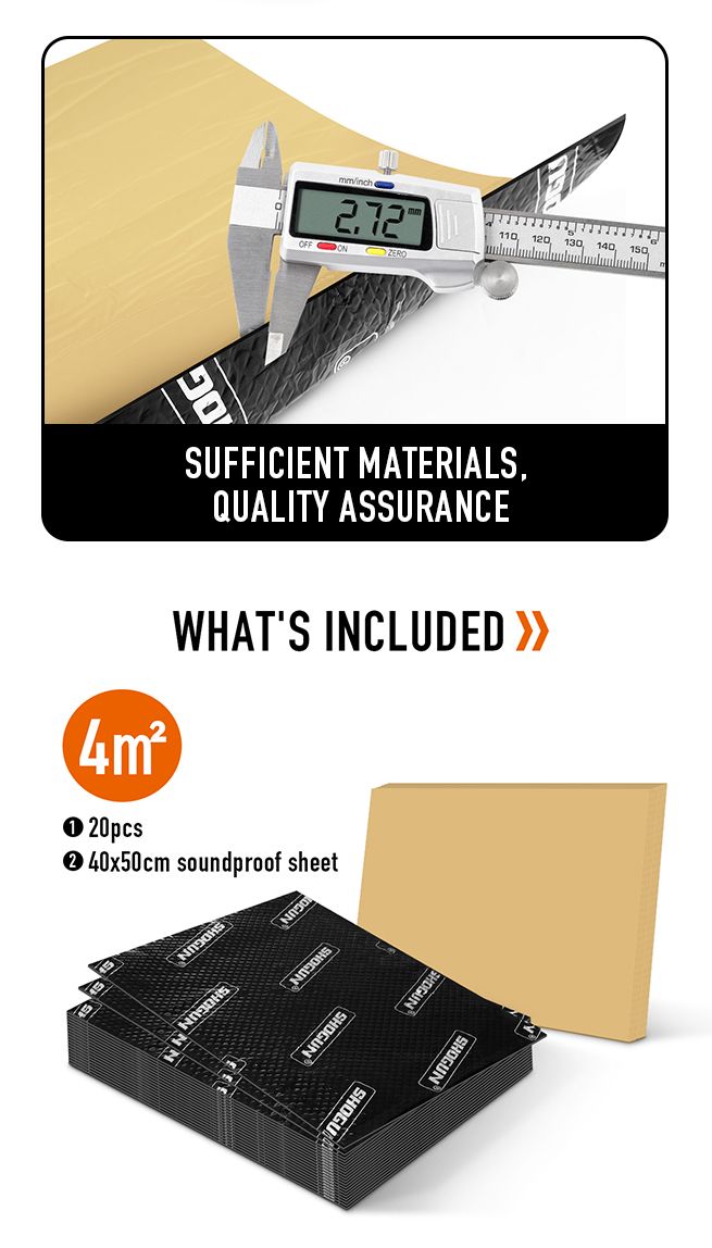 20Pcs Car Truck Vibration Sound Deadening Mat 2.7mm Butyl Rubber Sound Deadeners